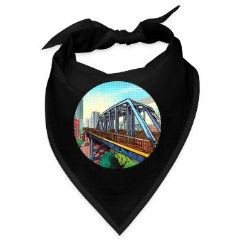 Comic Brücke in Stadt - Bandana - Schwarz - Vorne