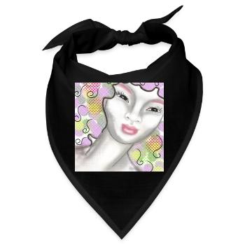 Kunstvolle Frauenportrait mit Pastellfarben - Bandana - Schwarz - Vorne