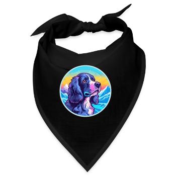 Blaue Picardie Spaniel Hunderasse Cartoon Kawaii Wate - Bandana - Schwarz - Vorne