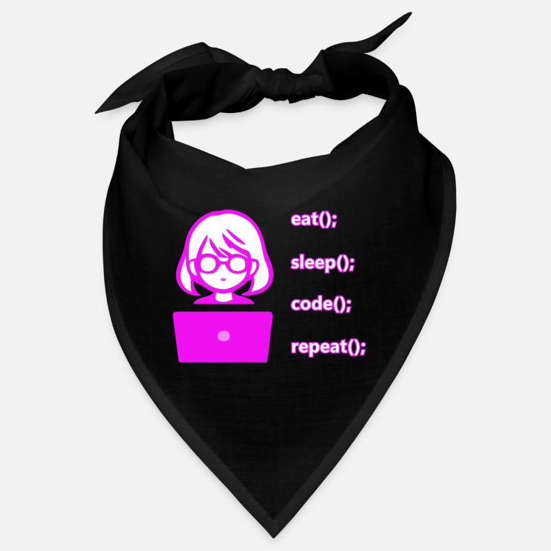 eat sleep code repeat woman computer - Bandana - black