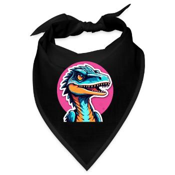 Velociraptor Dinosaurier Zeichnung - Bandana - Schwarz - Vorne