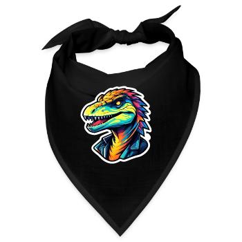 Velociraptor Dinosaurier Zeichnung - Bandana - Schwarz - Vorne