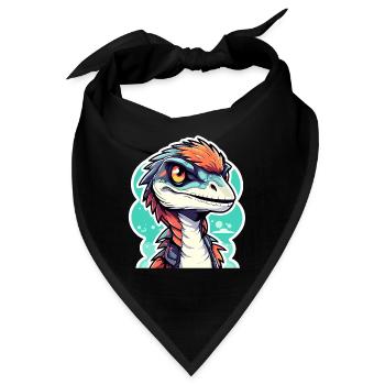 Velociraptor Dinosaurier Zeichnung - Bandana - Schwarz - Vorne