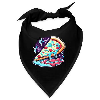 Pizza Slice Zeichnung - Bandana - Schwarz - Vorne