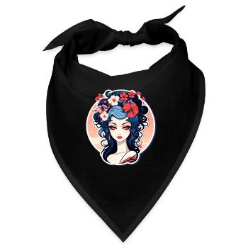 Geisha Illustration - Bandana - Schwarz - Vorne