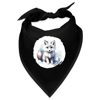 Polarfuchs Aquarell - Bandana - Schwarz - Vorne