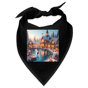 Skandinavisches Weihnachtsdorf - Bandana - Schwarz - Vorne