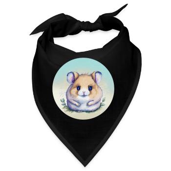 Niedlicher pastellfarbener Aquarellhamster - Bandana - Schwarz - Vorne