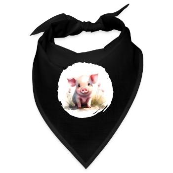 Ferkel Aquarell - Bandana - Schwarz - Vorne