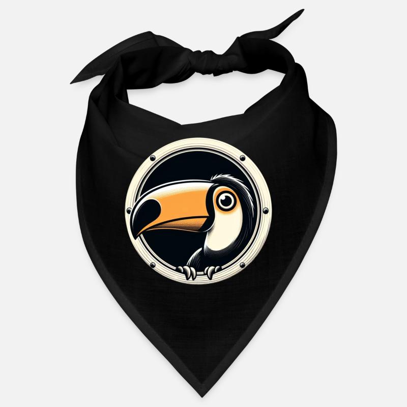 Toucan looking through round porthole Bandana