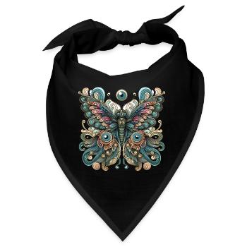 Schauriger Schmetterling mit Totenkopf - Bandana - Schwarz - Vorne