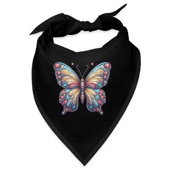 Schauriger Schmetterling mit Totenkopf - Bandana - Schwarz - Vorne