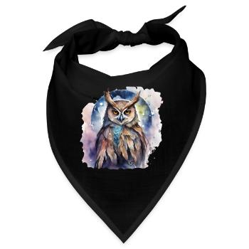 Schamanisches Krafttier Eule, Intuition, Weisheit - Bandana - Schwarz - Vorne