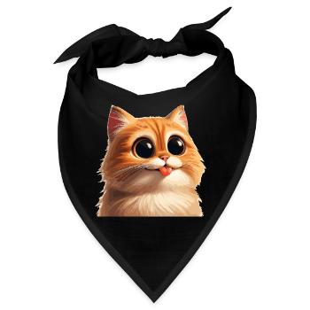 Katze mit riesigen Augen - Bandana - Schwarz - Vorne