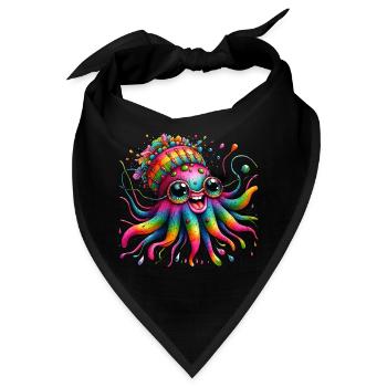 Krake Qualle Meer bunte Tiere Hippie - Bandana - Schwarz - Vorne