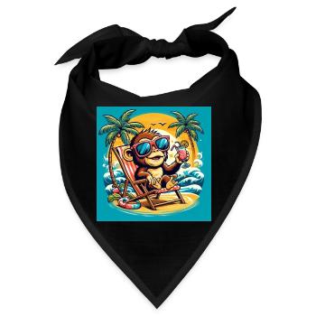 Äffchen am Strand - Bandana - Schwarz - Vorne