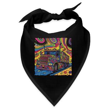 Farbenfroher grooviger Doodle Truck - Bandana - Schwarz - Vorne