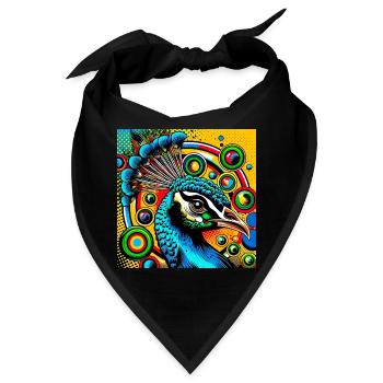 Pfau Pop Art - Bandana - Schwarz - Vorne