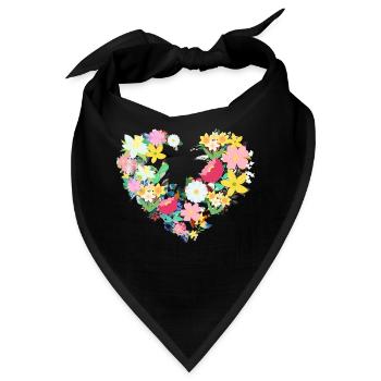 Blumenherz, Blumen,floral, Blume - Bandana - Schwarz - Vorne