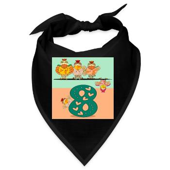 Zahl Acht - Hühner - Bandana - Schwarz - Vorne