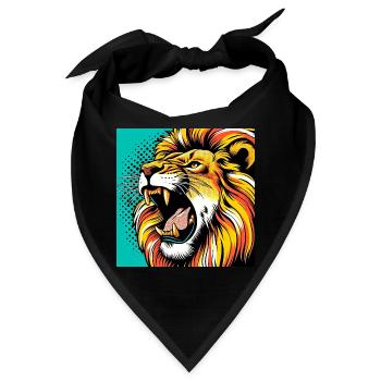 Löwe Pop Art - Bandana - Schwarz - Vorne