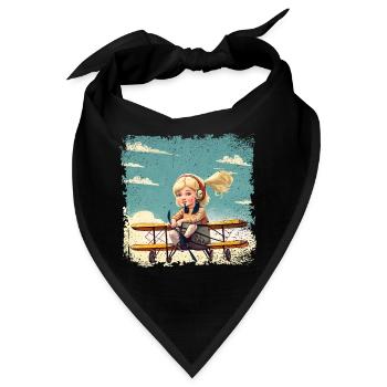 Mädchen sitzt auf einem Doppeldecker | Fantasy - Bandana - Schwarz - Vorne