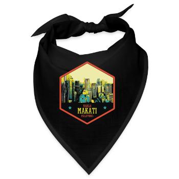 Leuchtende Skyline: Makati, Manila, Philippinen - Bandana - Schwarz - Vorne