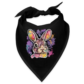 Strahlender Hase - das Kunstwerk - Bandana - Schwarz - Vorne
