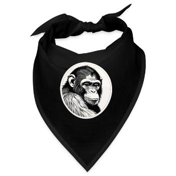 Affe Wasserfarben - Bandana - Schwarz - Vorne