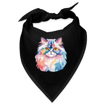 Perserkatze Wasserfarben - Bandana - Schwarz - Vorne