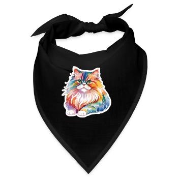 Perserkatze Wasserfarben - Bandana - Schwarz - Vorne