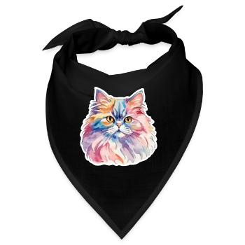 Perserkatze Wasserfarben - Bandana - Schwarz - Vorne