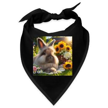 Graues Angorakaninchen - Bandana - Schwarz - Vorne