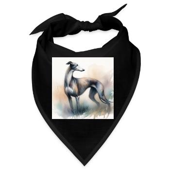 Aquarell Greyhound - Bandana - Schwarz - Vorne