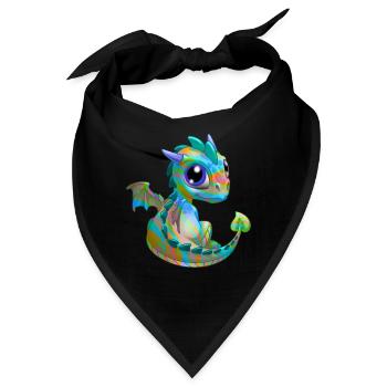 Baby Drache Psy| Niedlicher Psy Baby Drache - Bandana - Schwarz - Vorne