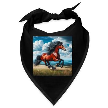 Galoppierendes Pferd - Bandana - Schwarz - Vorne
