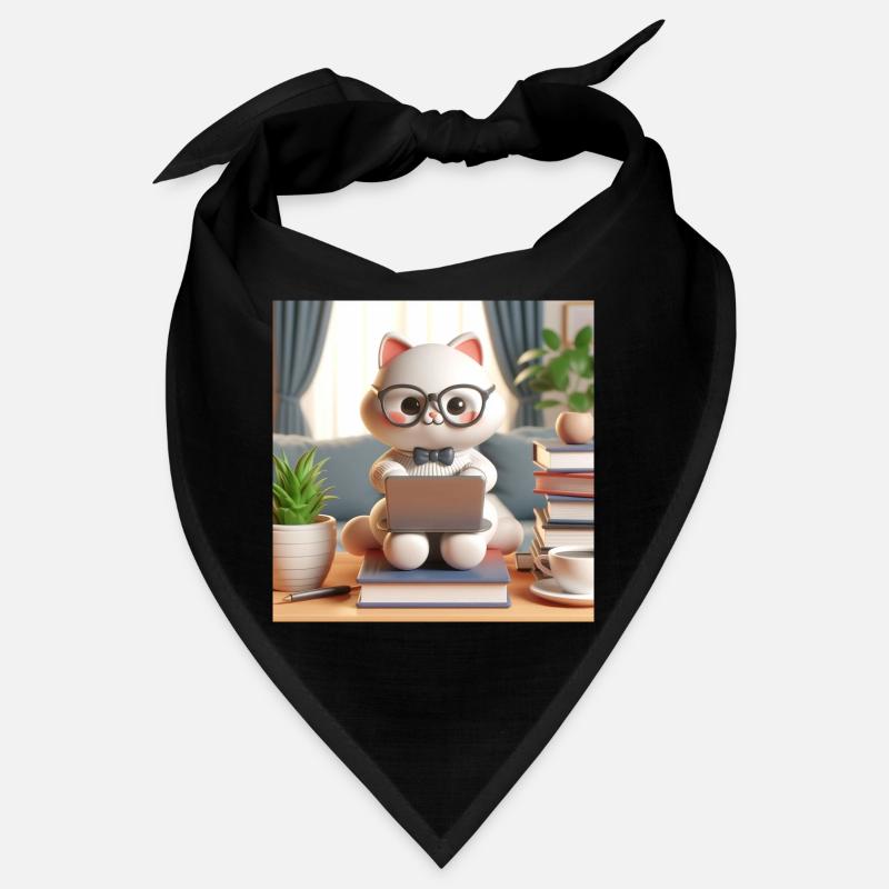 3D Computer Cat - Bandana - black