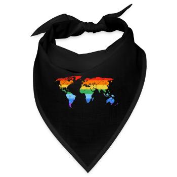 Regenbogen-Weltkarte Pride - Bandana - Schwarz - Vorne