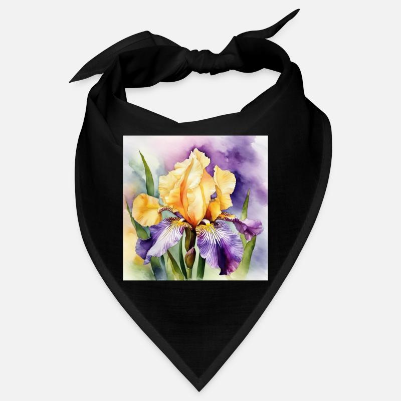 Iris iris purple orange | Watercolor Design Bandana
