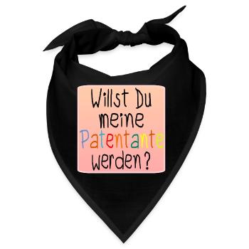 Willst Du meine Patentante werden - Baby Taufe - Bandana - Schwarz - Vorne