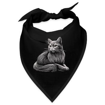 Weiße Katze Muster Leichte Striche - Bandana - Schwarz - Vorne