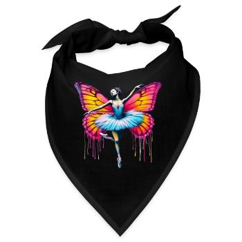 Ballerina mit Schmetterlingsflügeln, Schmetterlingen, Tutu - Bandana - Schwarz - Vorne