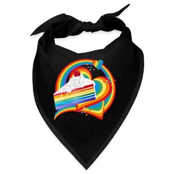 Stück Regenbogen Kuchen mit Sahne und Kirsche - Bandana - Schwarz - Vorne