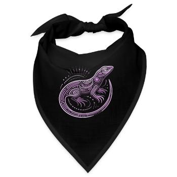 Eidechsentöne von lila Aborigine-Mustern, Stammesmuster - Bandana - Schwarz - Vorne