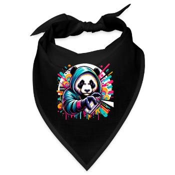 witziger Panda Bär mit Graffiti und Spraydose - Bandana - Schwarz - Vorne