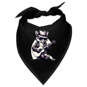 Custom Cartoon Fox Gitarre TShirt - Bandana - Schwarz - Vorne