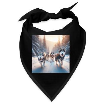 Huskys auf einem Schlitten - Bandana - Schwarz - Vorne