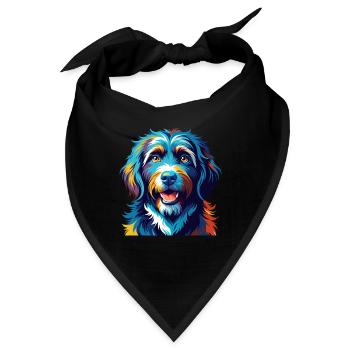 Friesische Wasserhunderasse Bunte Karikatur Kawaii - Bandana - Schwarz - Vorne