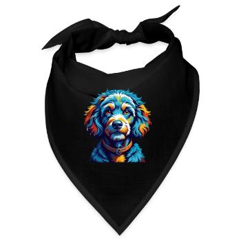Pudel Hunderasse Bunt Karikatur Kawaii - Bandana - Schwarz - Vorne