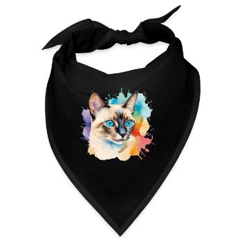 Siamkatze Wasserfarben - Bandana - Schwarz - Vorne